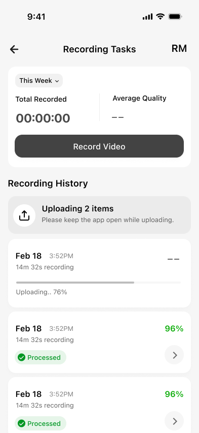 shift app recording tasks